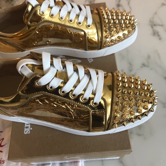 Christian Louboutin Shoes - Louboutin Gold Vieira Orlato Spike Sneakers 40 NIB